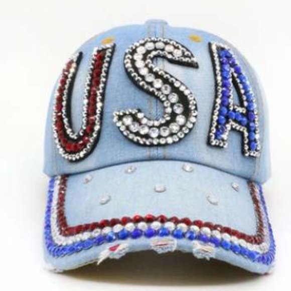 PATRIOTIC BASEBALL HAT WITH ADJ STRAPS/VISOR HAT - Picture 1 of 1